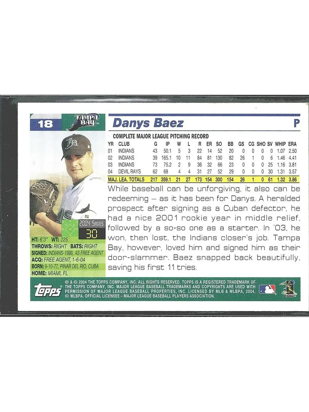 2005 Topps #18 Danys Baez HAND SIGNED